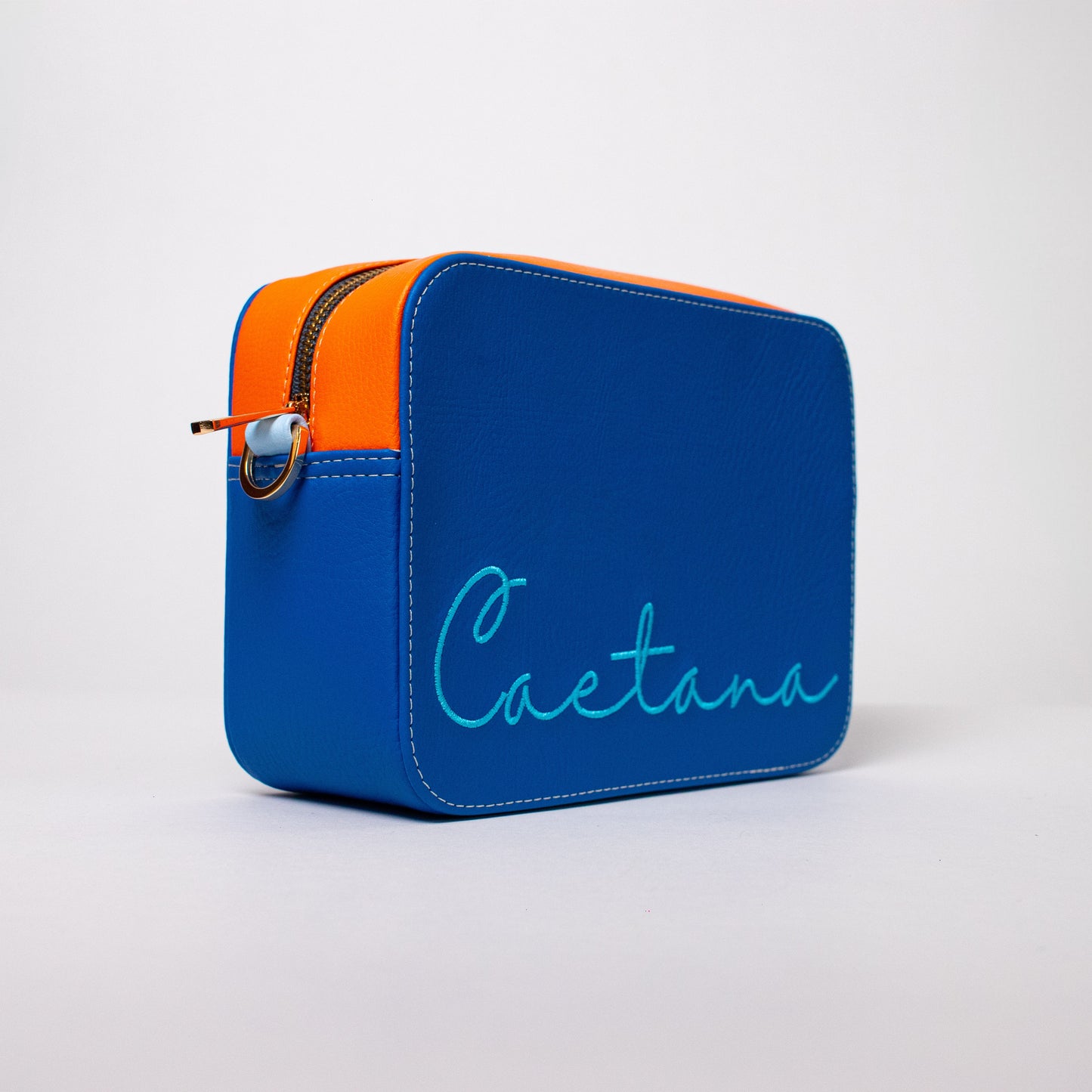 Madeira bag azul cobalto + naranja + azul celeste