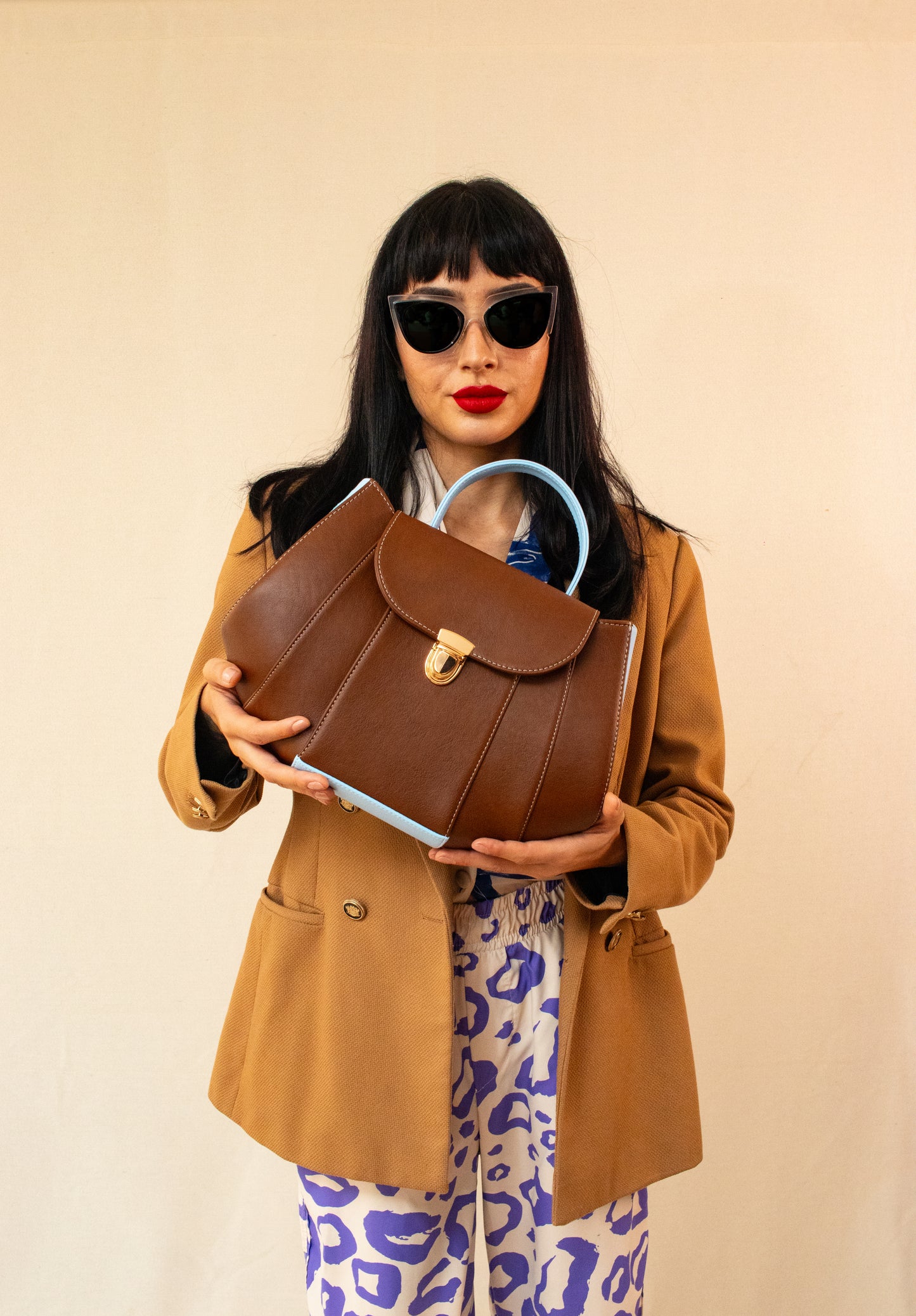 TATU BAG MARRÓN + AZUL CELESTE