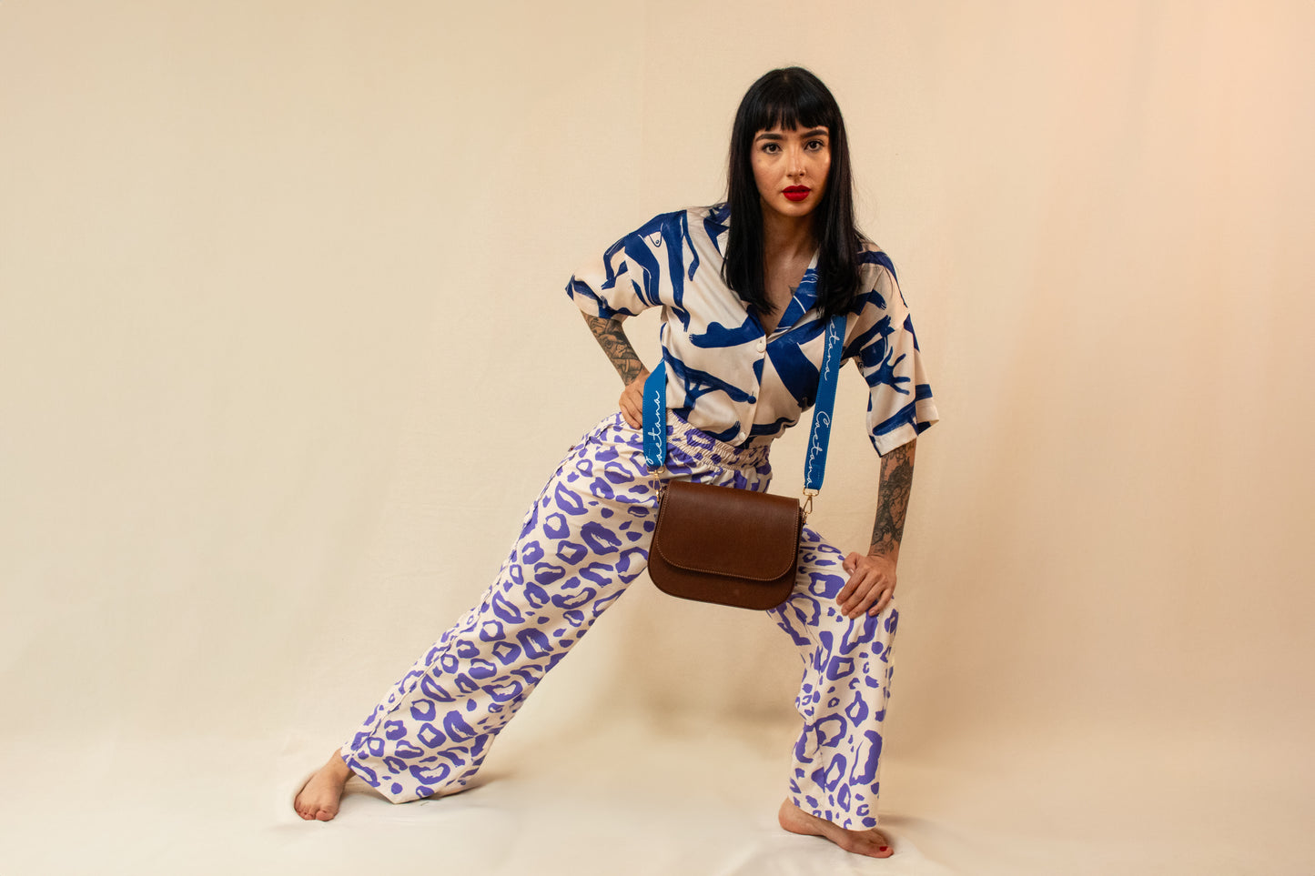 EVORA BAG MARRON + AZUL COBALTO
