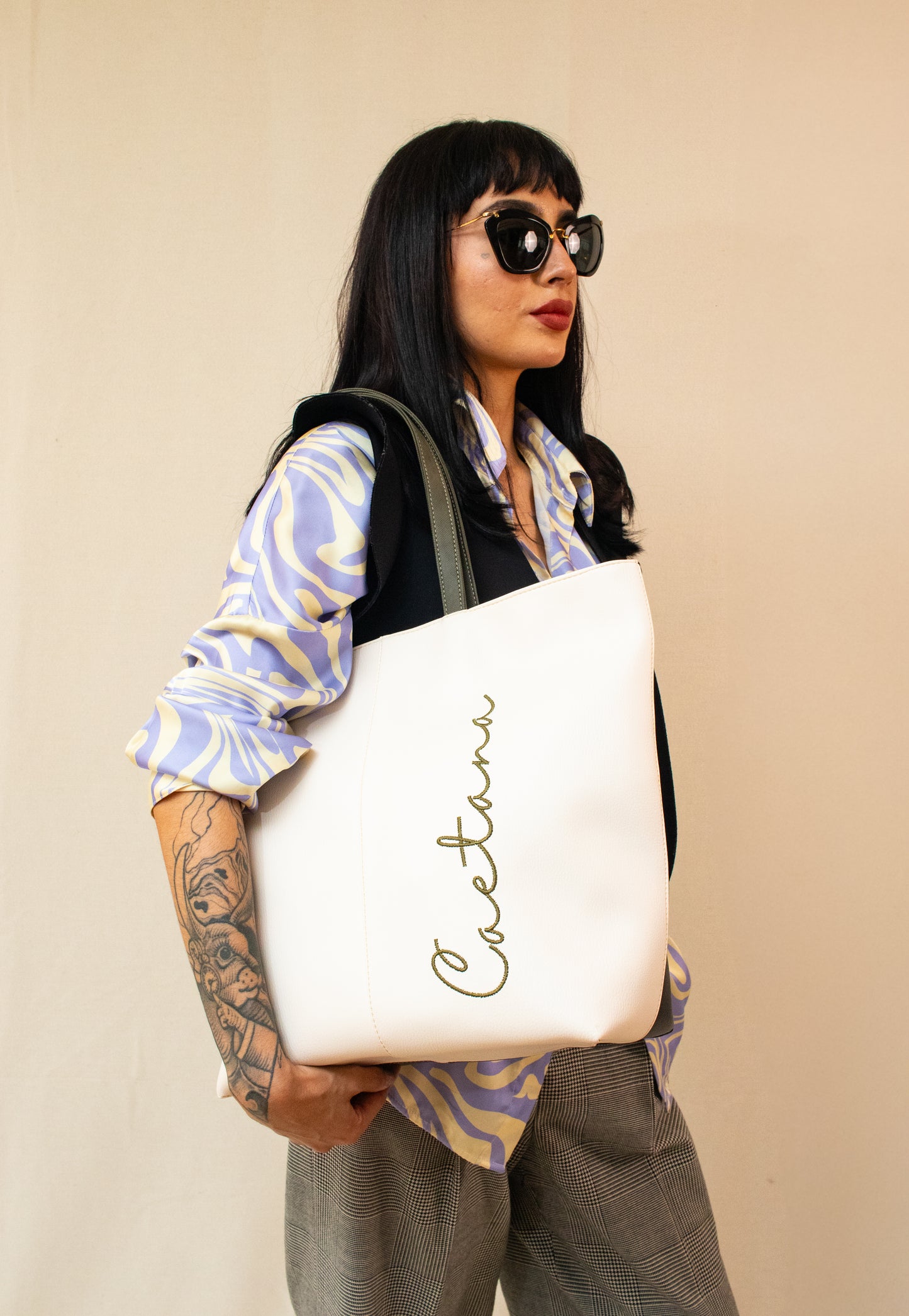 CASTELO BAG BEIGE x NEGRO + VERDE OLIVA