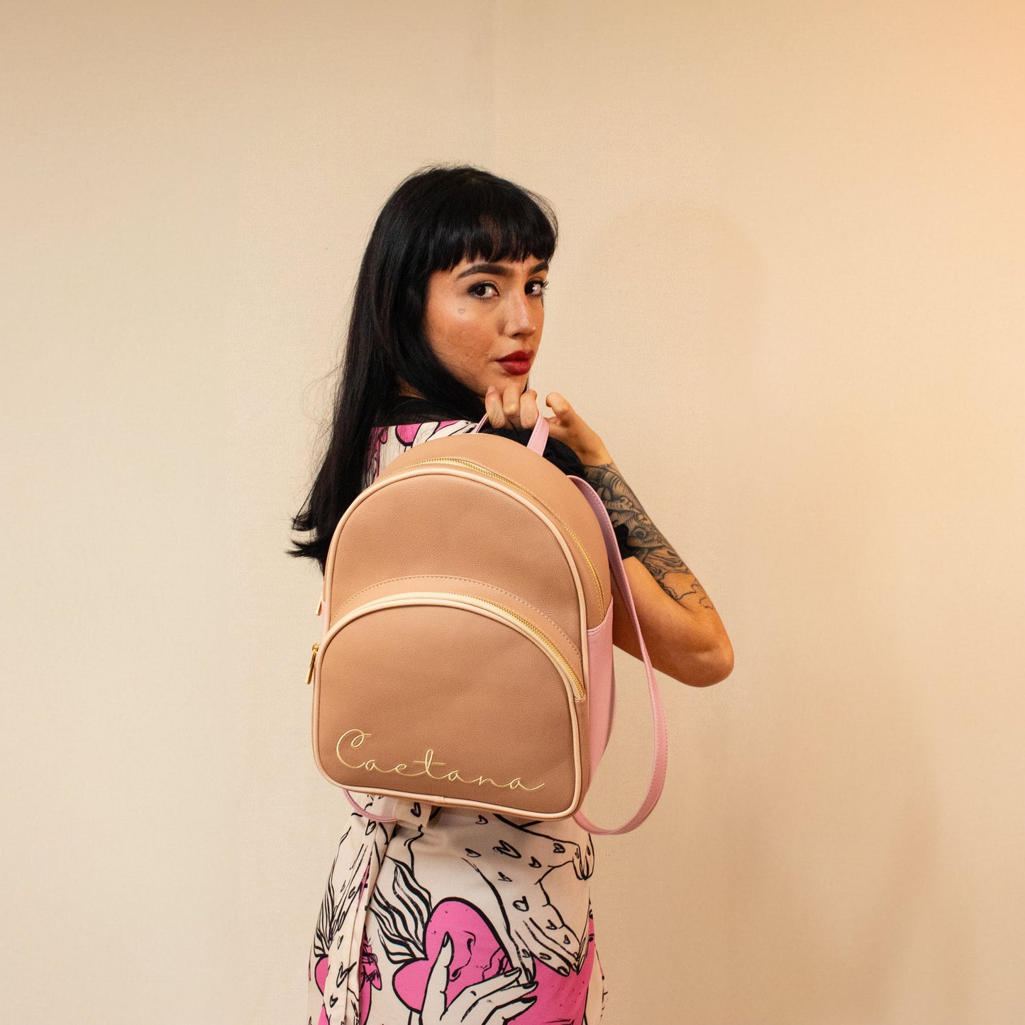 Viana bag latte + palo de rosa + beige