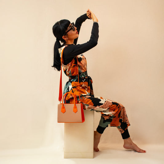 Oporto bag verde oliva x latte + naranja