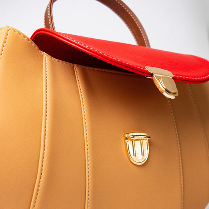 Tatu bag latte + rojo + marrón