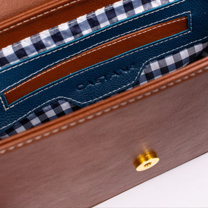 Evora bag marron + azul cobalto