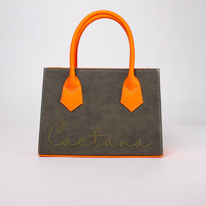 Oporto bag verde oliva x latte + naranja