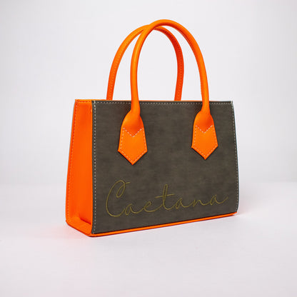 Oporto bag verde oliva x latte + naranja