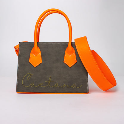 Oporto bag verde oliva x latte + naranja