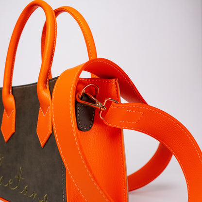 Oporto bag verde oliva x latte + naranja