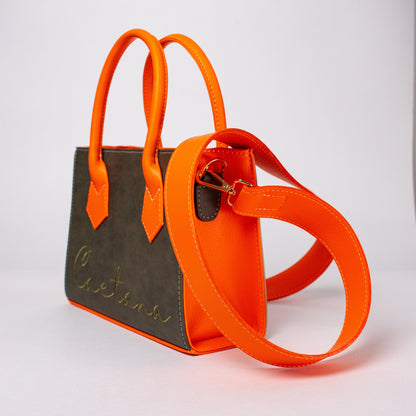 Oporto bag verde oliva x latte + naranja