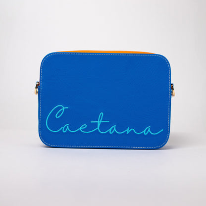 Madeira bag azul cobalto + naranja + azul celeste