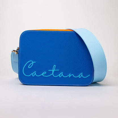 Madeira bag azul cobalto + naranja + azul celeste