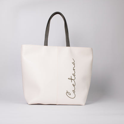 Castelo bag beige x negro + verde oliva