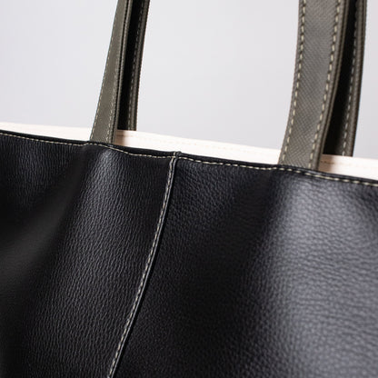 Castelo bag beige x negro + verde oliva