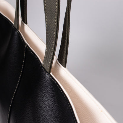 Castelo bag beige x negro + verde oliva