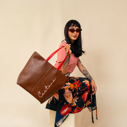 Castelo bag marrón + rojo