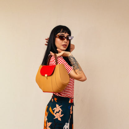 Tatu bag latte + rojo + marrón