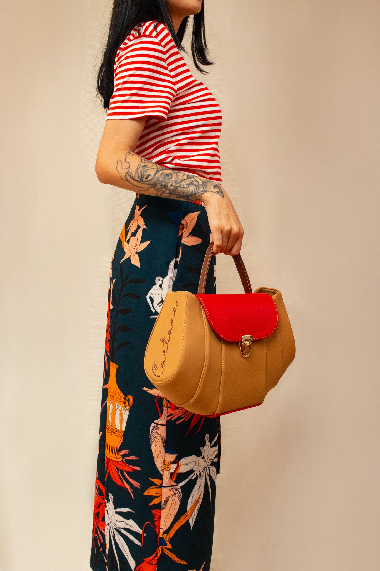 TATU BAG LATTE + ROJO + MARRÓN