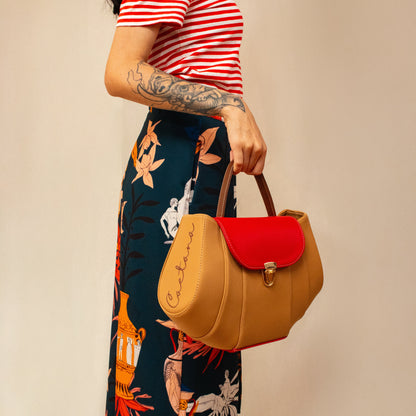 Tatu bag latte + rojo + marrón