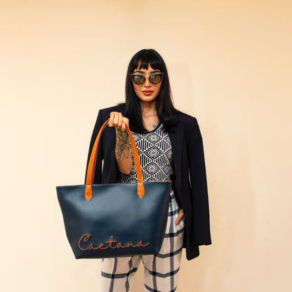 Lisboa bag navy blue x beige + miel