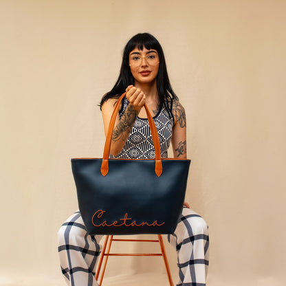 Lisboa bag navy blue x beige + miel