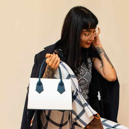 Oporto bag beige + navy blue