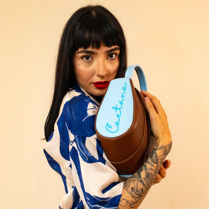 Tatu bag marrón + azul celeste
