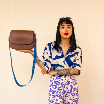 Evora bag marron + azul cobalto