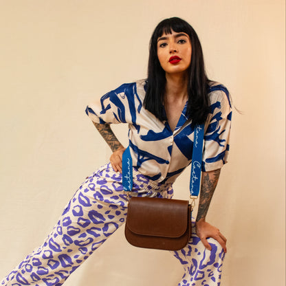 Evora bag marron + azul cobalto