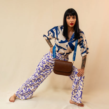 Evora bag marron + azul cobalto